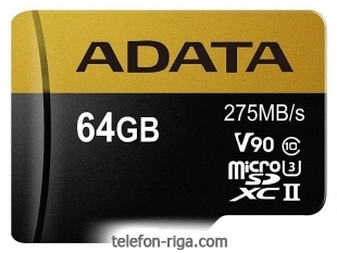 ADATA Premier ONE microSDXC UHS-II U3 Class 10 64GB + SD adapter