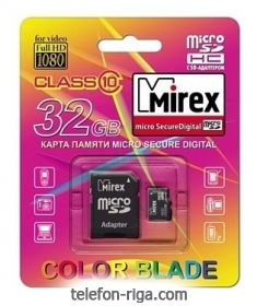 Mirex microSDHC Class 10 32GB + SD adapter