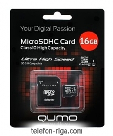 Qumo microSDHC class 10 UHS-I U1 16GB + SD adapter