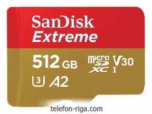 SanDisk Extreme microSDXC Class 10 UHS Class 3 V30 A2 160MB/s 512GB + SD adapter