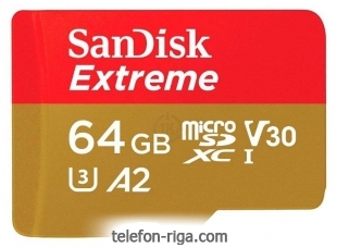 SanDisk Extreme microSDXC Class 10 UHS Class 3 V30 A2 160MB/s 64GB + SD adapter