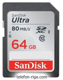 Sandisk Ultra SDXC Class 10 UHS-I 80MB/s 64GB