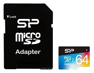 Silicon Power Superior Pro microSDXC 64GB UHS Class 3 Class 10 + SD adapter