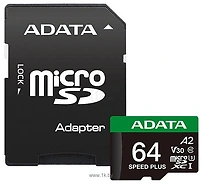 ADATA SPEED PLUS microSDXC 64GB UD64GUI3V30A2SP-RA1 (� ���������)