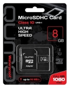 Qumo microSDHC class 10 UHS-I U1 8GB + SD adapter